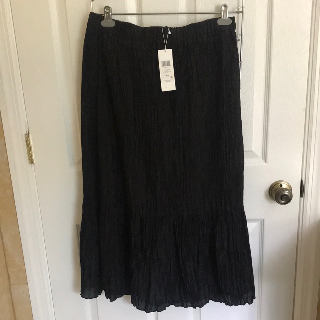 Eileen Fisher Black Silk Tiered Skirt